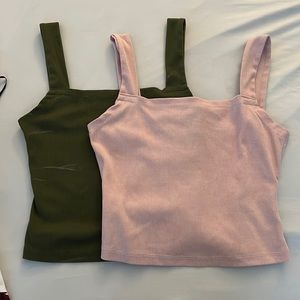 Olive green and blushy pink tank tops. Thick strap. SHEIN size M